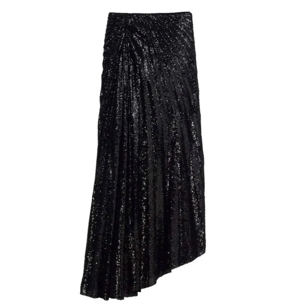 A.L.C. Tori asymmetric pleated sequined tulle midi skirt sz 2 NWT - Picture 4 of 13
